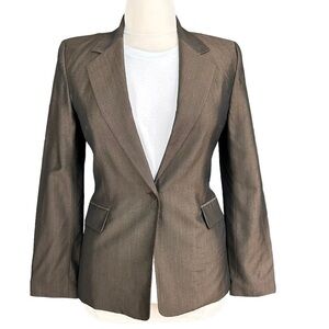 Laundry Jacket Women's Brown Wool Blend One Button Blazer Size :12‎